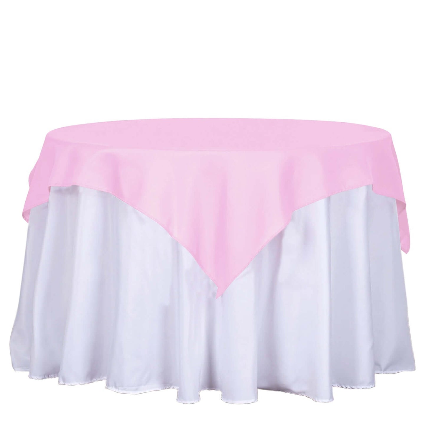 Polyester 54"x54" Table Overlay Square Tablecloth Pink - Wrinkle - Resistant & Durable Table Cover - Linen Luxes