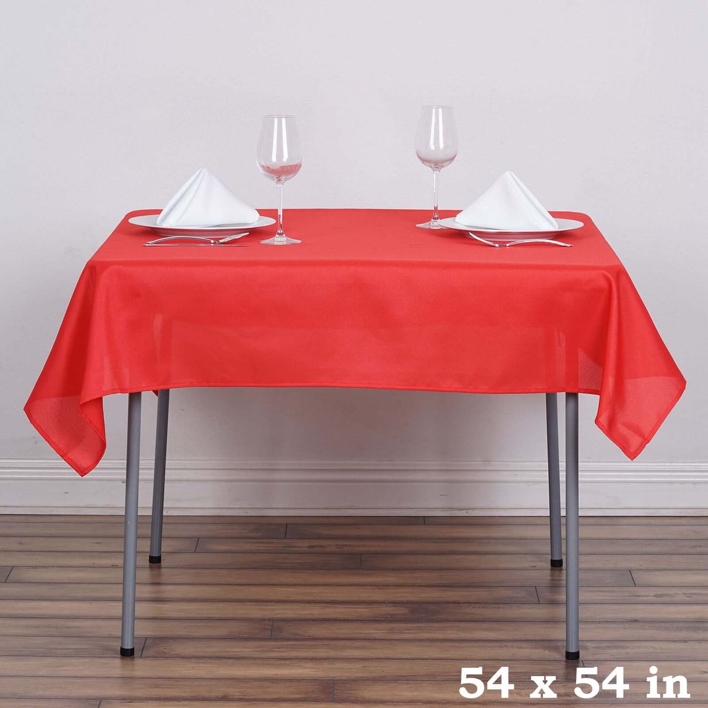 Polyester 54"x54" Table Overlay Square Tablecloth Red - Wrinkle - Resistant & Durable Table Cover - Linen Luxes