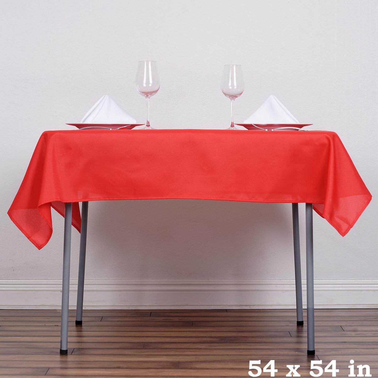 Polyester 54"x54" Table Overlay Square Tablecloth Red - Wrinkle - Resistant & Durable Table Cover - Linen Luxes