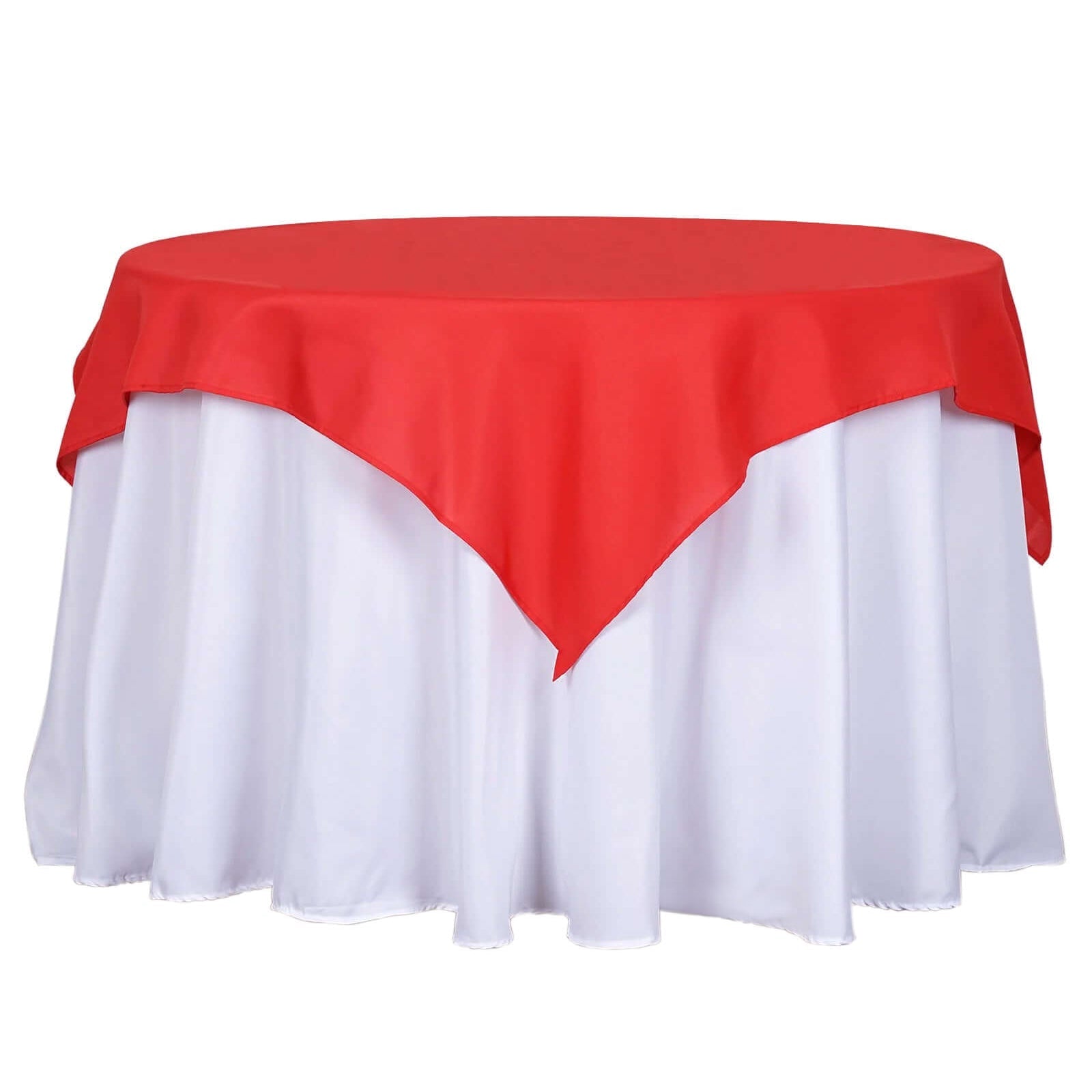 Polyester 54"x54" Table Overlay Square Tablecloth Red - Wrinkle - Resistant & Durable Table Cover - Linen Luxes