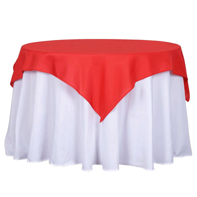 Polyester 54"x54" Table Overlay Square Tablecloth Red - Wrinkle - Resistant & Durable Table Cover - Linen Luxes