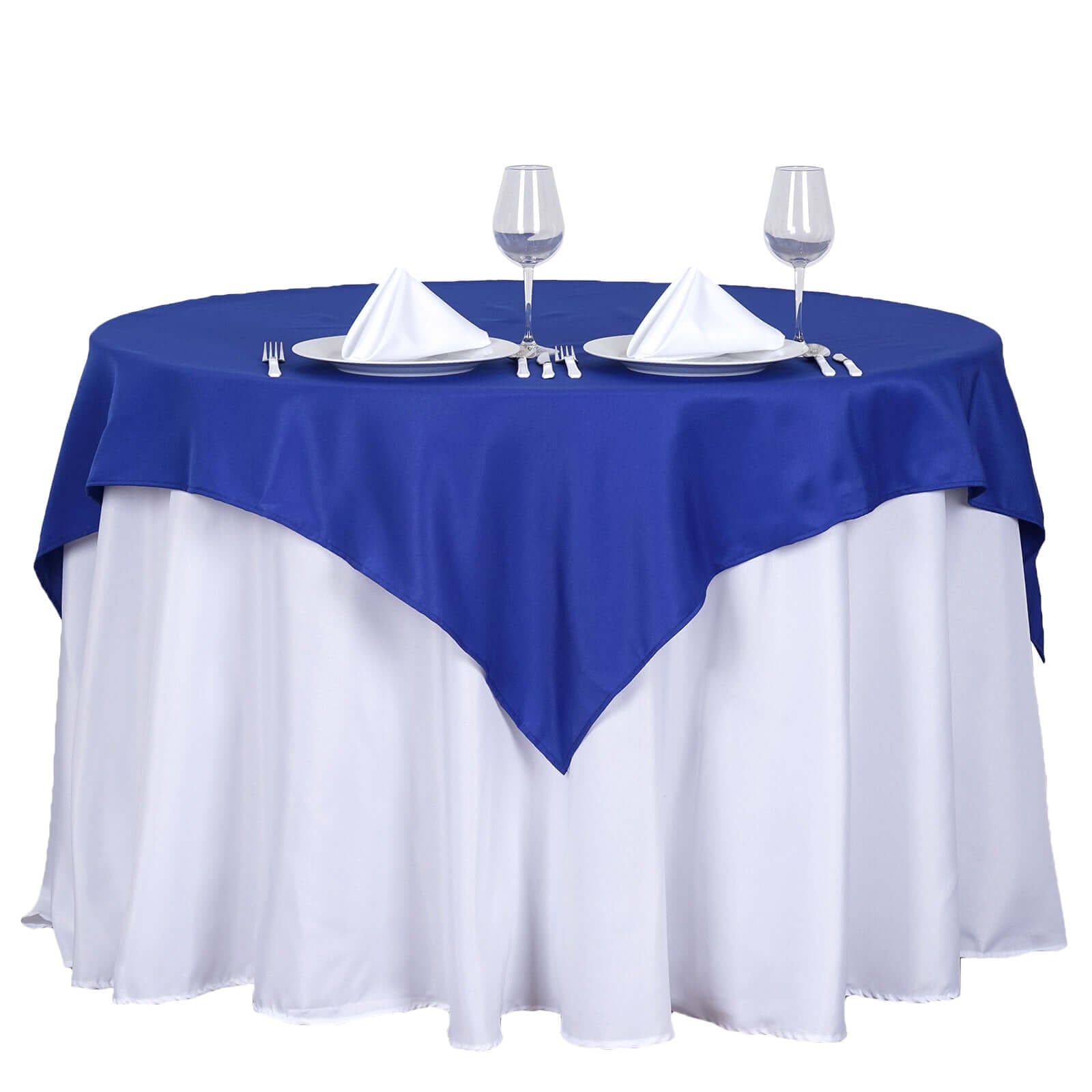 Polyester 54"x54" Table Overlay Square Tablecloth Royal Blue - Wrinkle - Resistant & Durable Table Cover - Linen Luxes