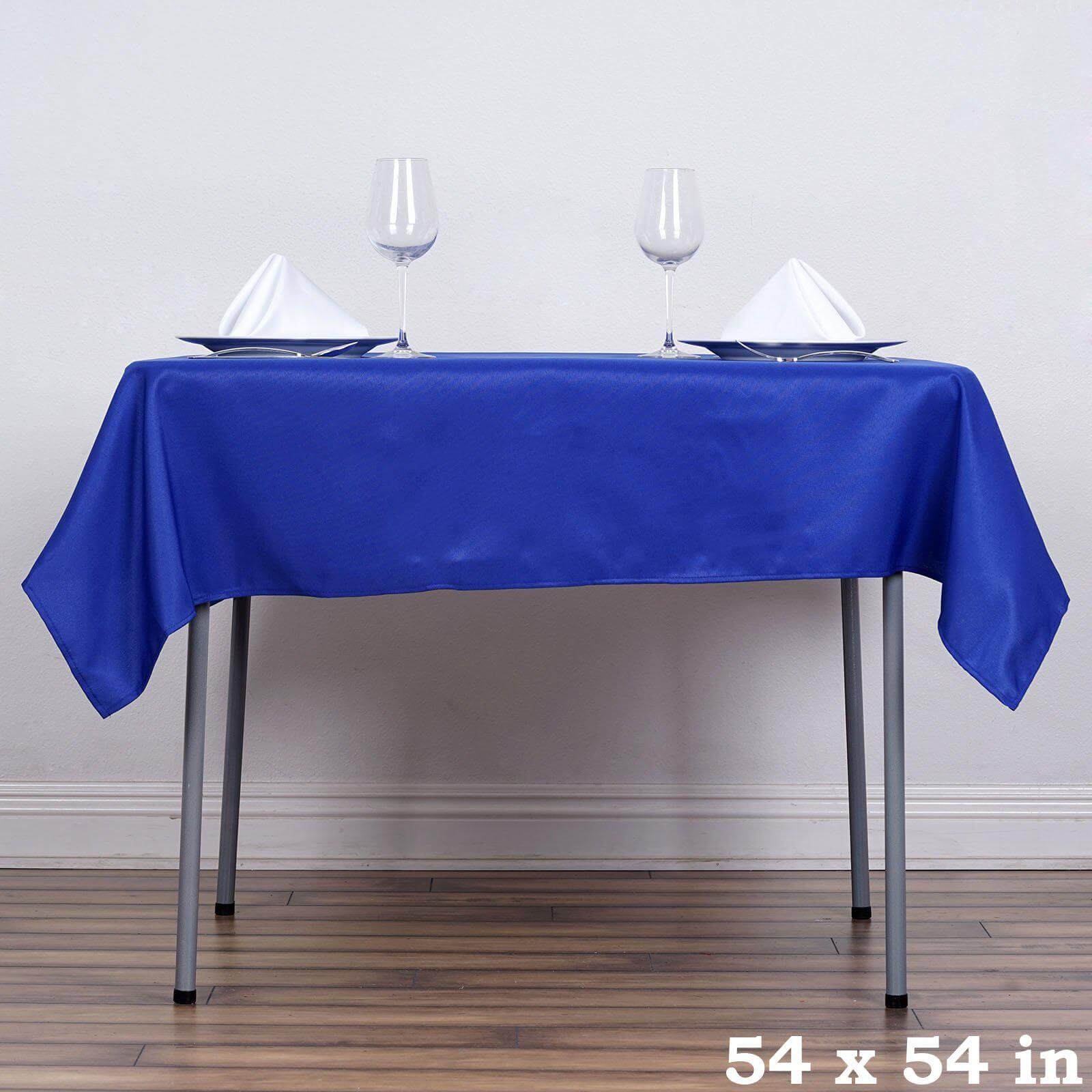 Polyester 54"x54" Table Overlay Square Tablecloth Royal Blue - Wrinkle - Resistant & Durable Table Cover - Linen Luxes