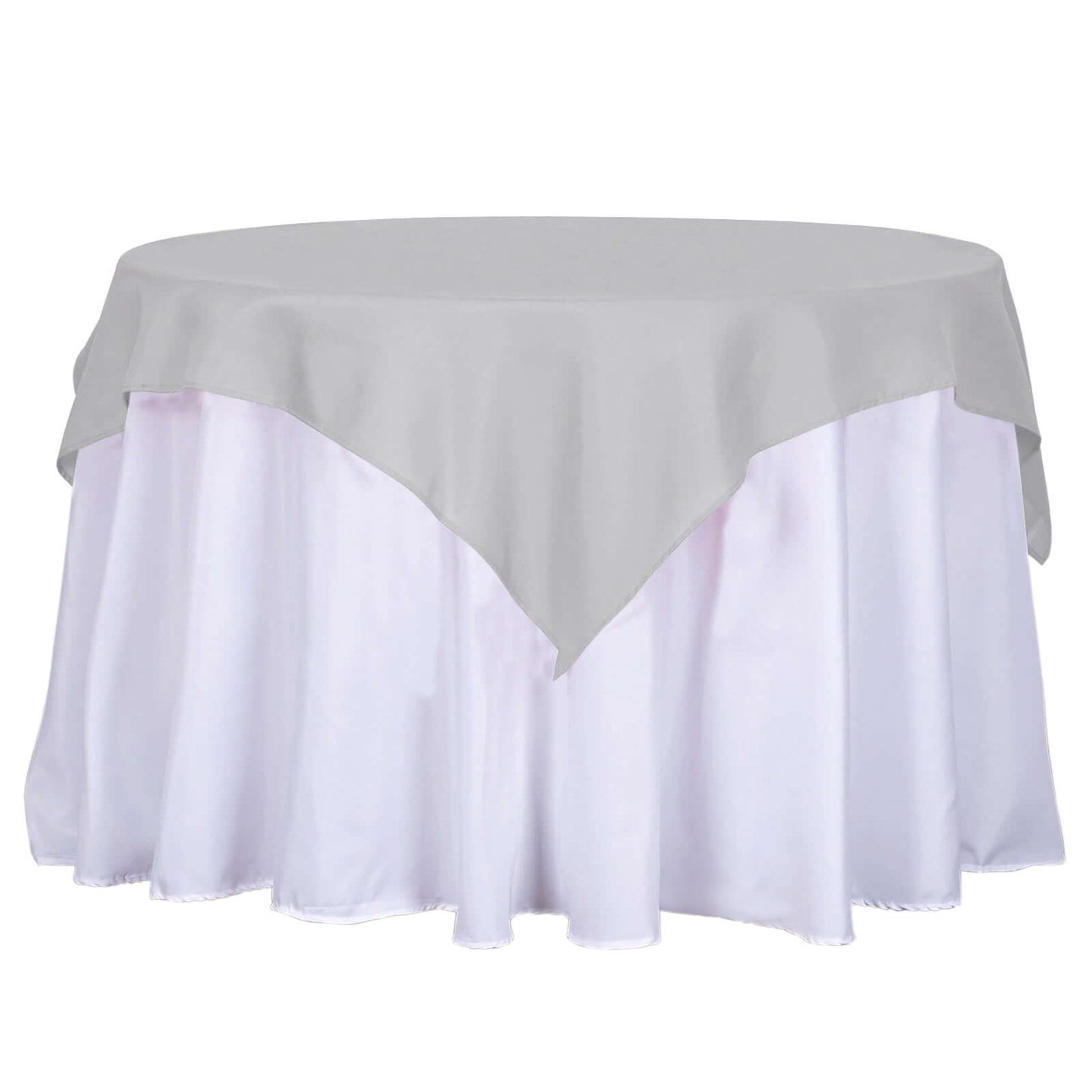 Polyester 54"x54" Table Overlay Square Tablecloth Silver - Wrinkle - Resistant & Durable Table Cover - Linen Luxes