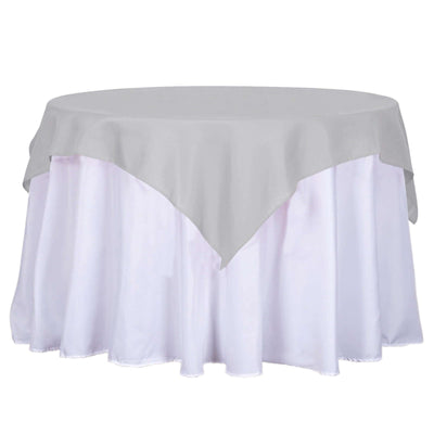 Polyester 54"x54" Table Overlay Square Tablecloth Silver - Wrinkle - Resistant & Durable Table Cover - Linen Luxes