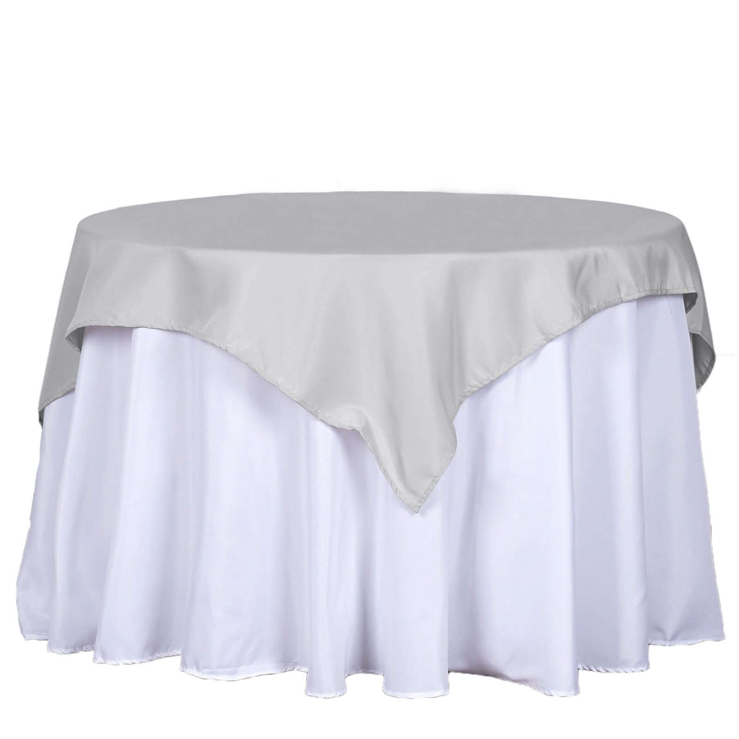 Polyester 54"x54" Table Overlay Square Tablecloth Silver - Wrinkle - Resistant & Durable Table Cover - Linen Luxes