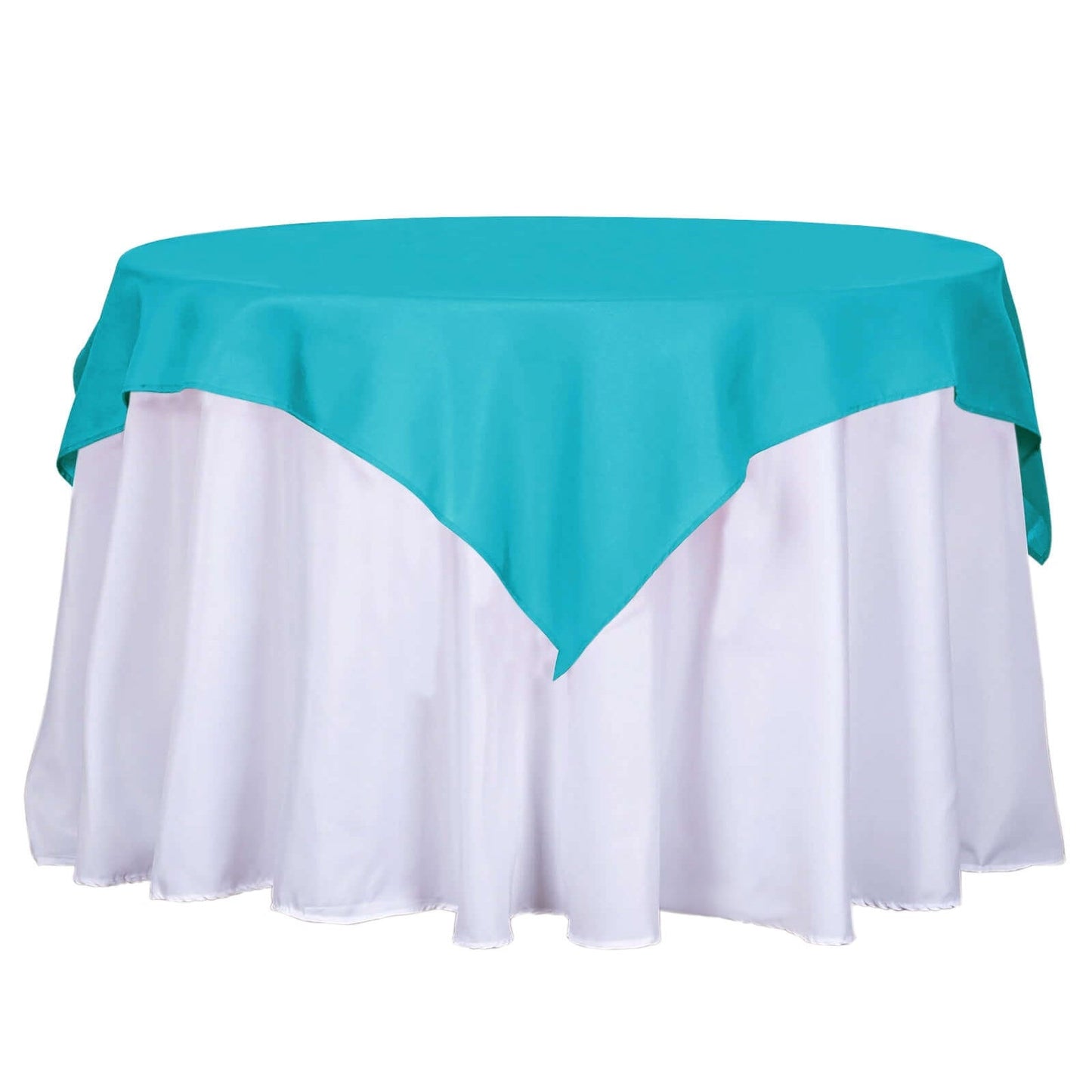 Polyester 54"x54" Table Overlay Square Tablecloth Turquoise - Wrinkle - Resistant & Durable Table Cover - Linen Luxes