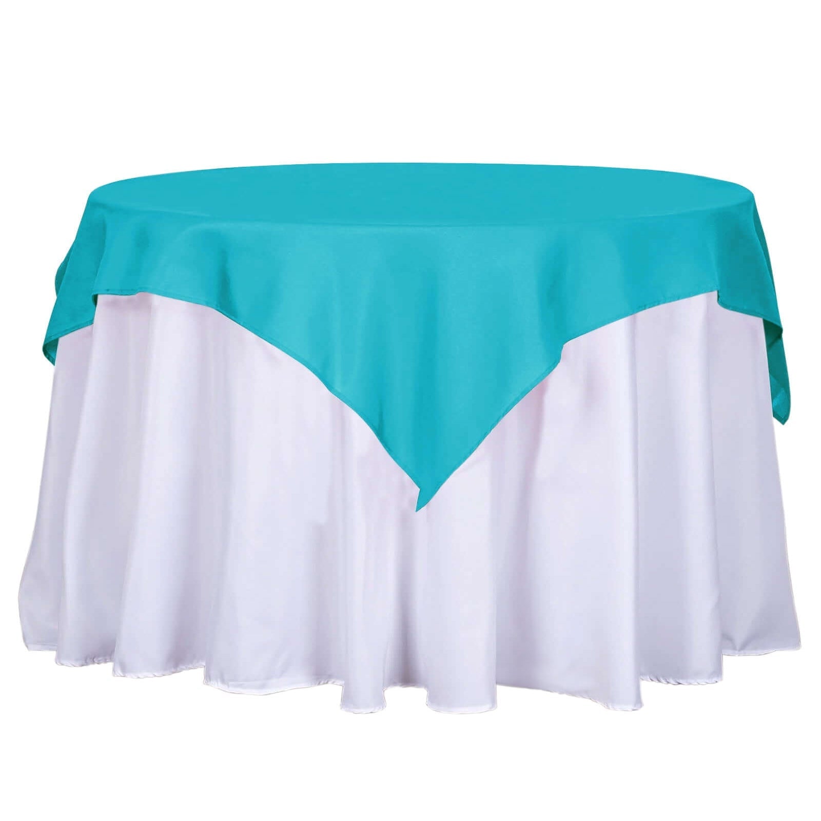 Polyester 54"x54" Table Overlay Square Tablecloth Turquoise - Wrinkle - Resistant & Durable Table Cover - Linen Luxes