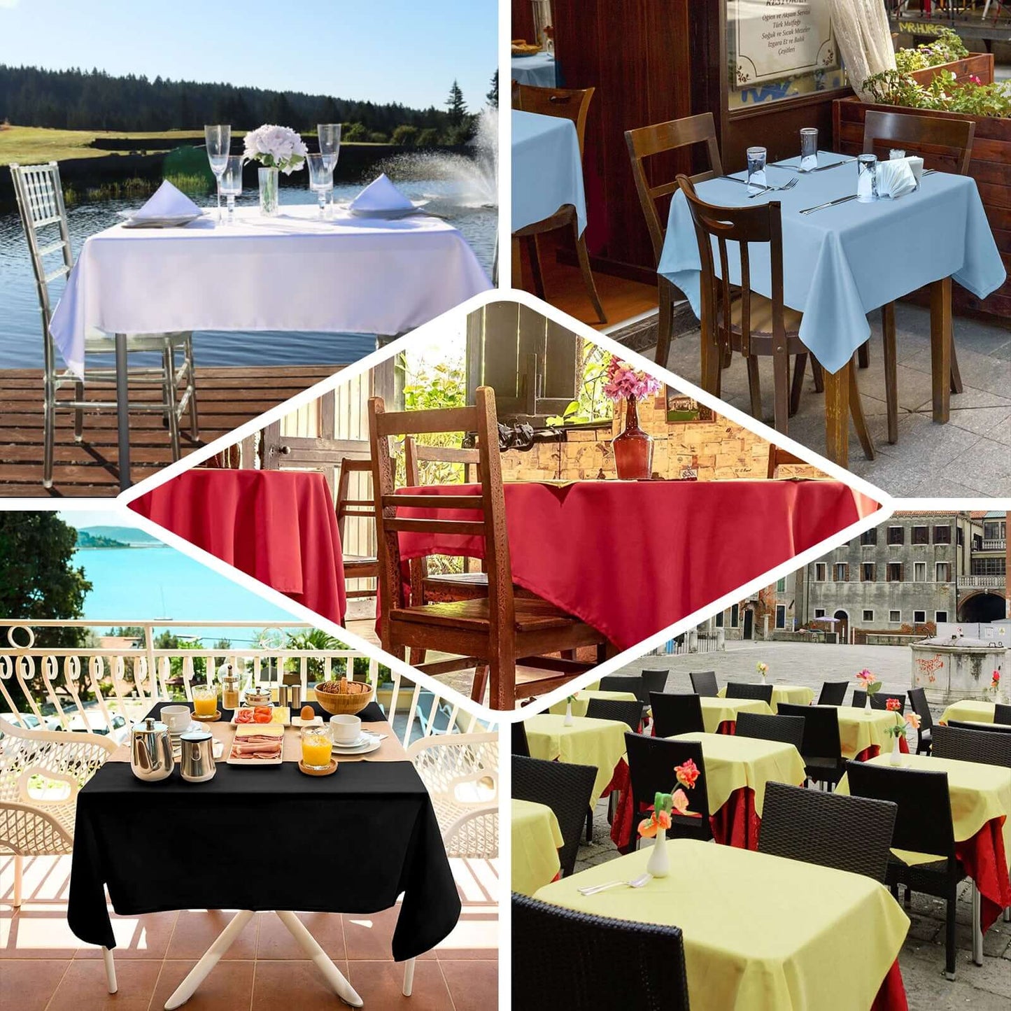 Polyester 54"x54" Table Overlay Square Tablecloth White - Wrinkle - Resistant & Durable Table Cover for Events - Linen Luxes