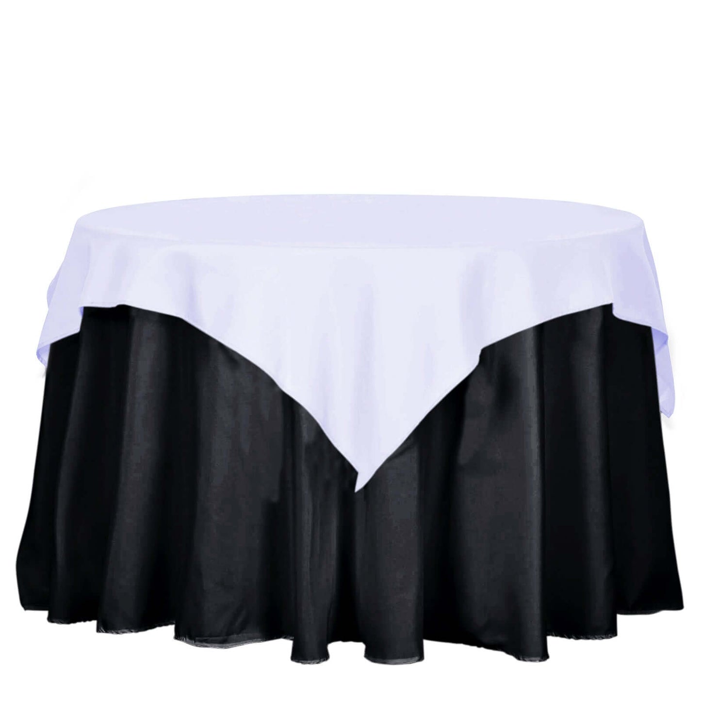 Polyester 54"x54" Table Overlay Square Tablecloth White - Wrinkle - Resistant & Durable Table Cover for Events - Linen Luxes