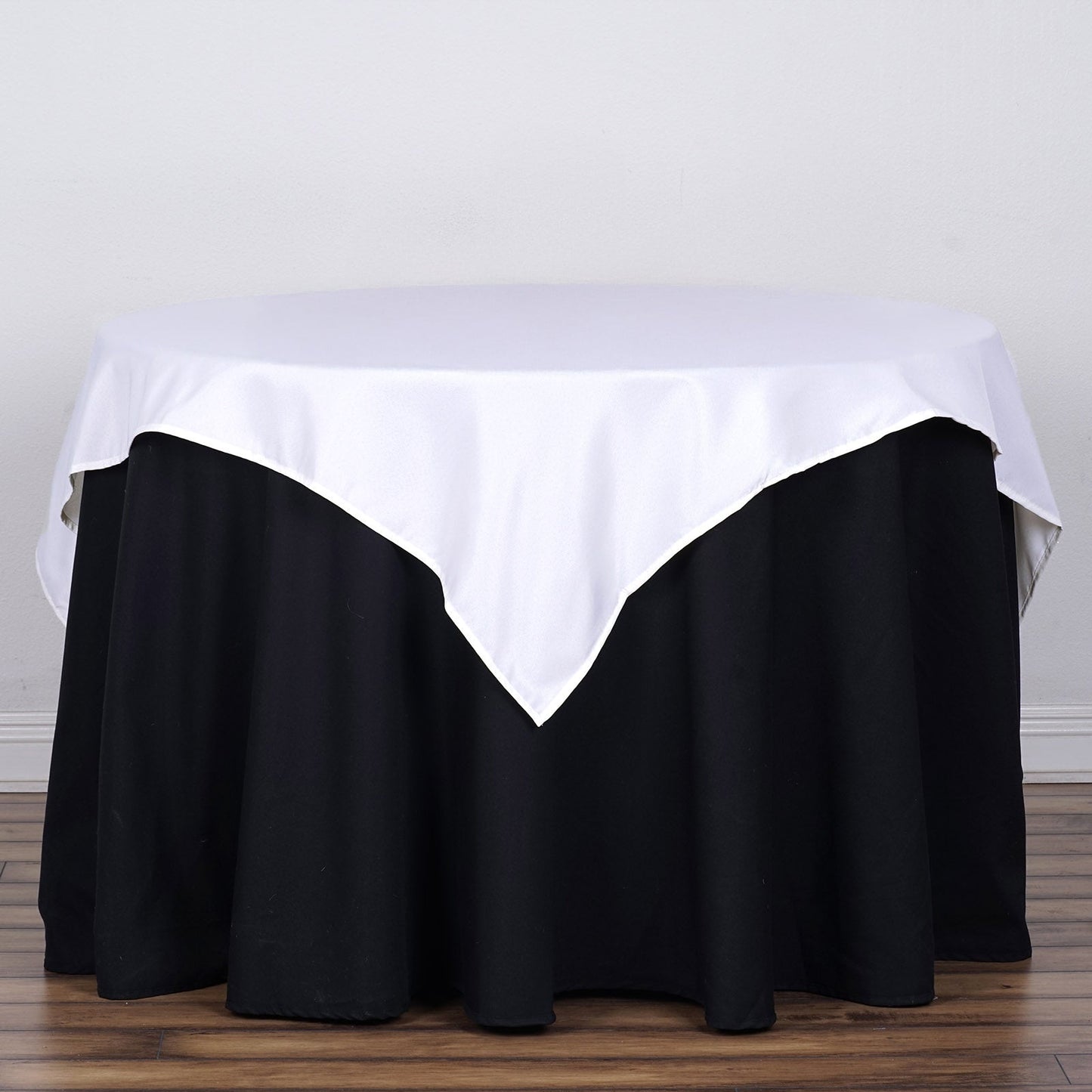 Polyester 54"x54" Table Overlay Square Tablecloth White - Wrinkle - Resistant & Durable Table Cover for Events - Linen Luxes