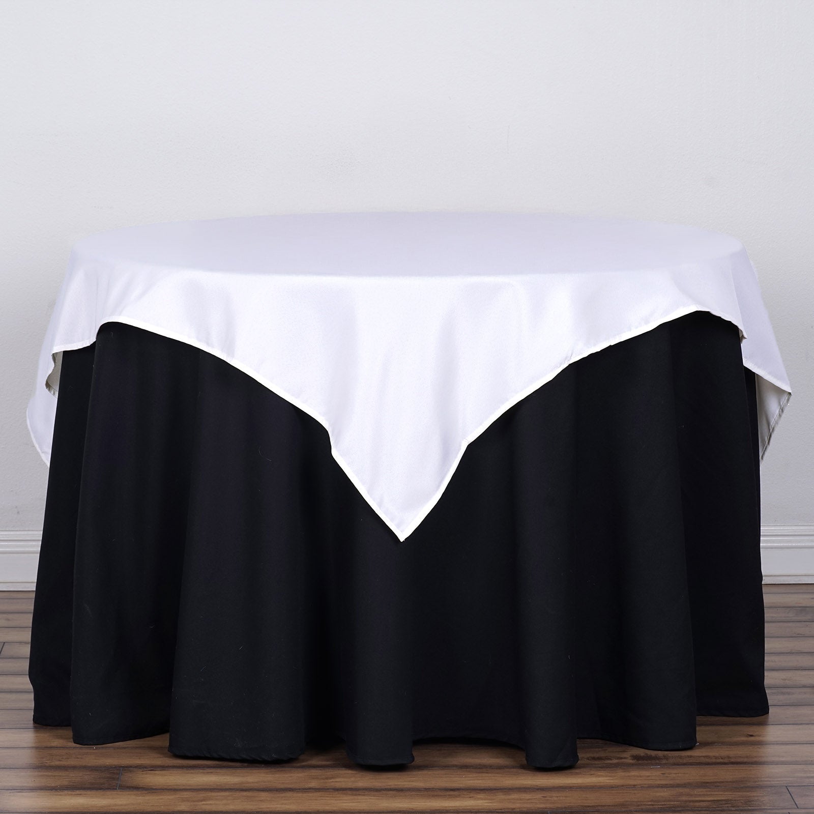 Polyester 54"x54" Table Overlay Square Tablecloth White - Wrinkle - Resistant & Durable Table Cover for Events - Linen Luxes