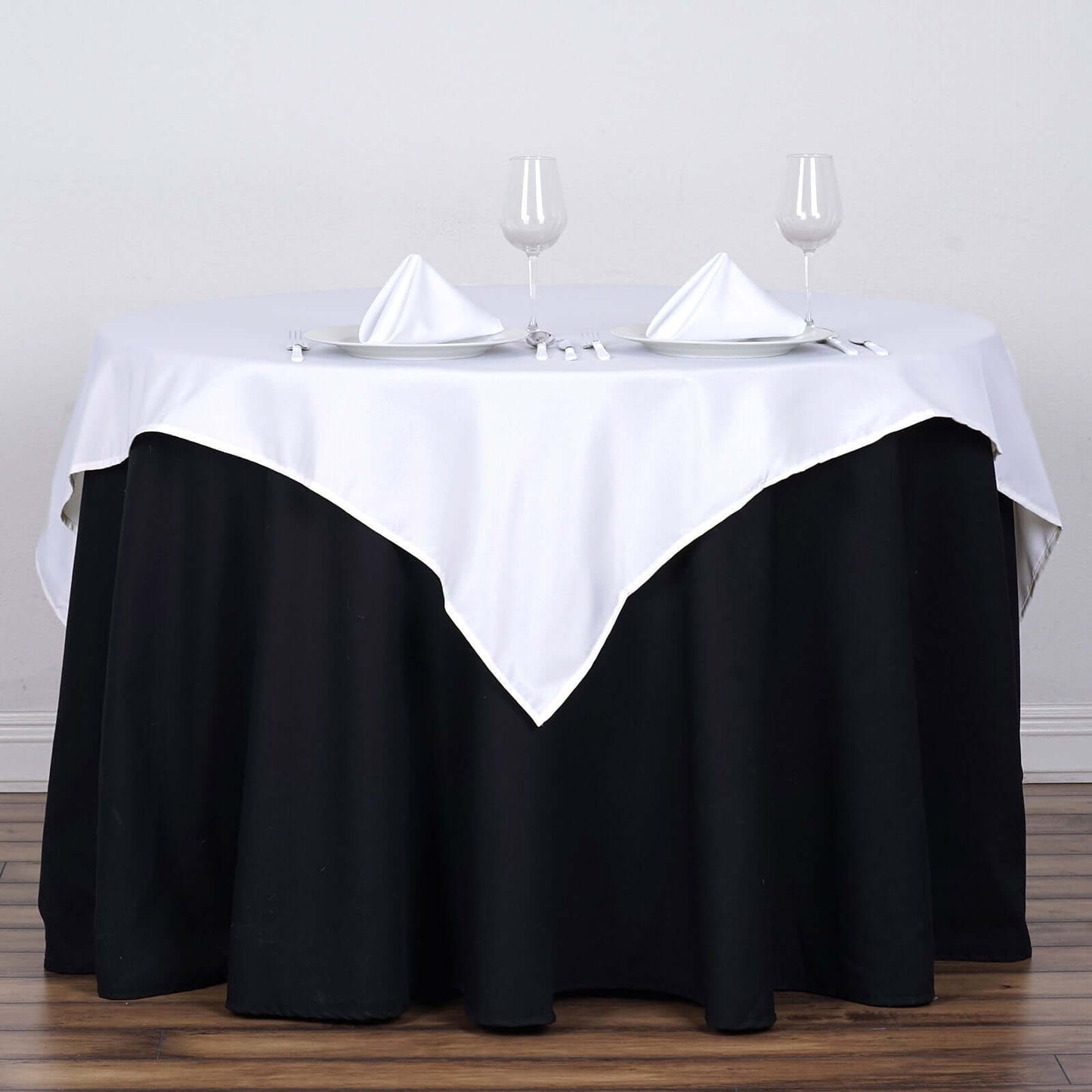 Polyester 54"x54" Table Overlay Square Tablecloth White - Wrinkle - Resistant & Durable Table Cover for Events - Linen Luxes