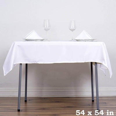 Polyester 54"x54" Table Overlay Square Tablecloth White - Wrinkle - Resistant & Durable Table Cover for Events - Linen Luxes