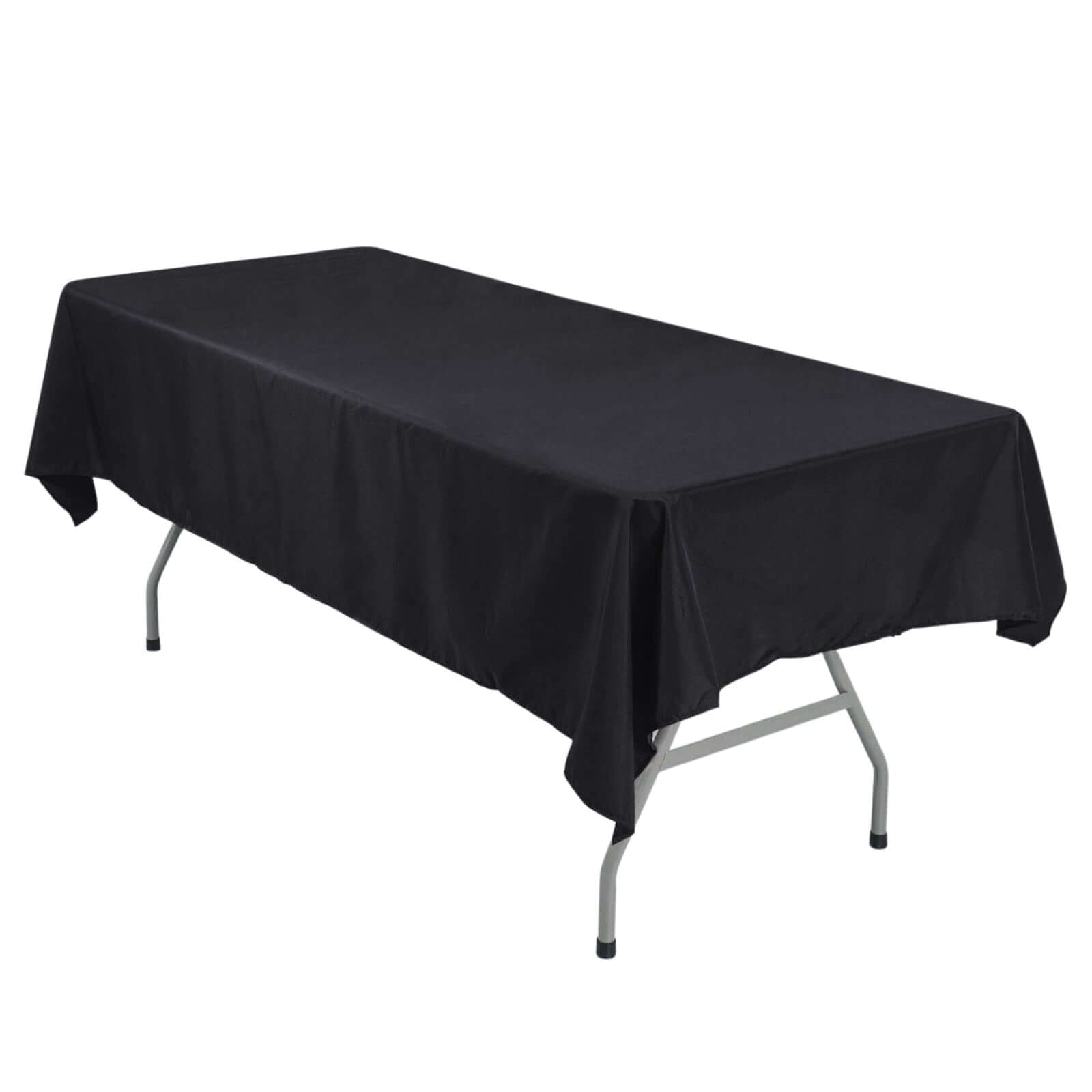 Polyester 54"x96" Rectangle Tablecloth Black - Wrinkle - Resistant & Easy - to - Care Table Cover - Linen Luxes
