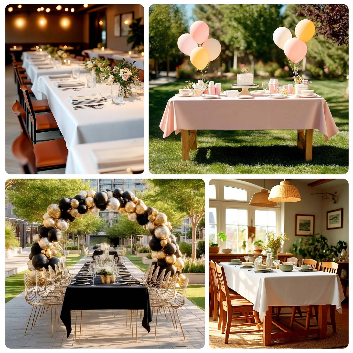 Polyester 54"x96" Rectangle Tablecloth Black - Wrinkle - Resistant & Easy - to - Care Table Cover - Linen Luxes