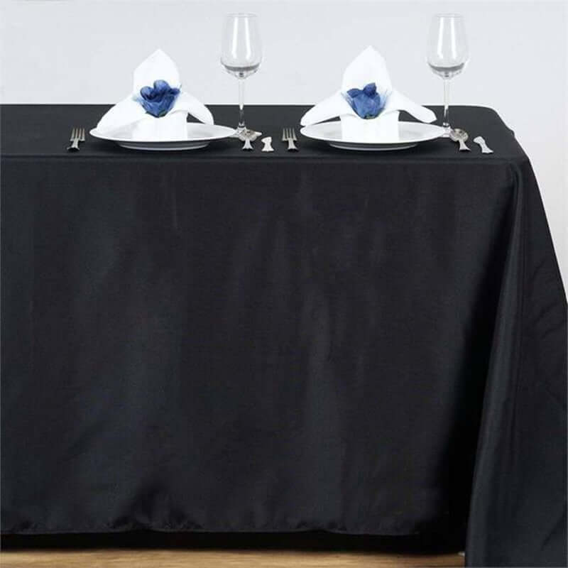 Polyester 54"x96" Rectangle Tablecloth Black - Wrinkle - Resistant & Easy - to - Care Table Cover - Linen Luxes