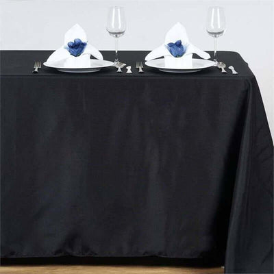 Polyester 54"x96" Rectangle Tablecloth Black - Wrinkle - Resistant & Easy - to - Care Table Cover - Linen Luxes