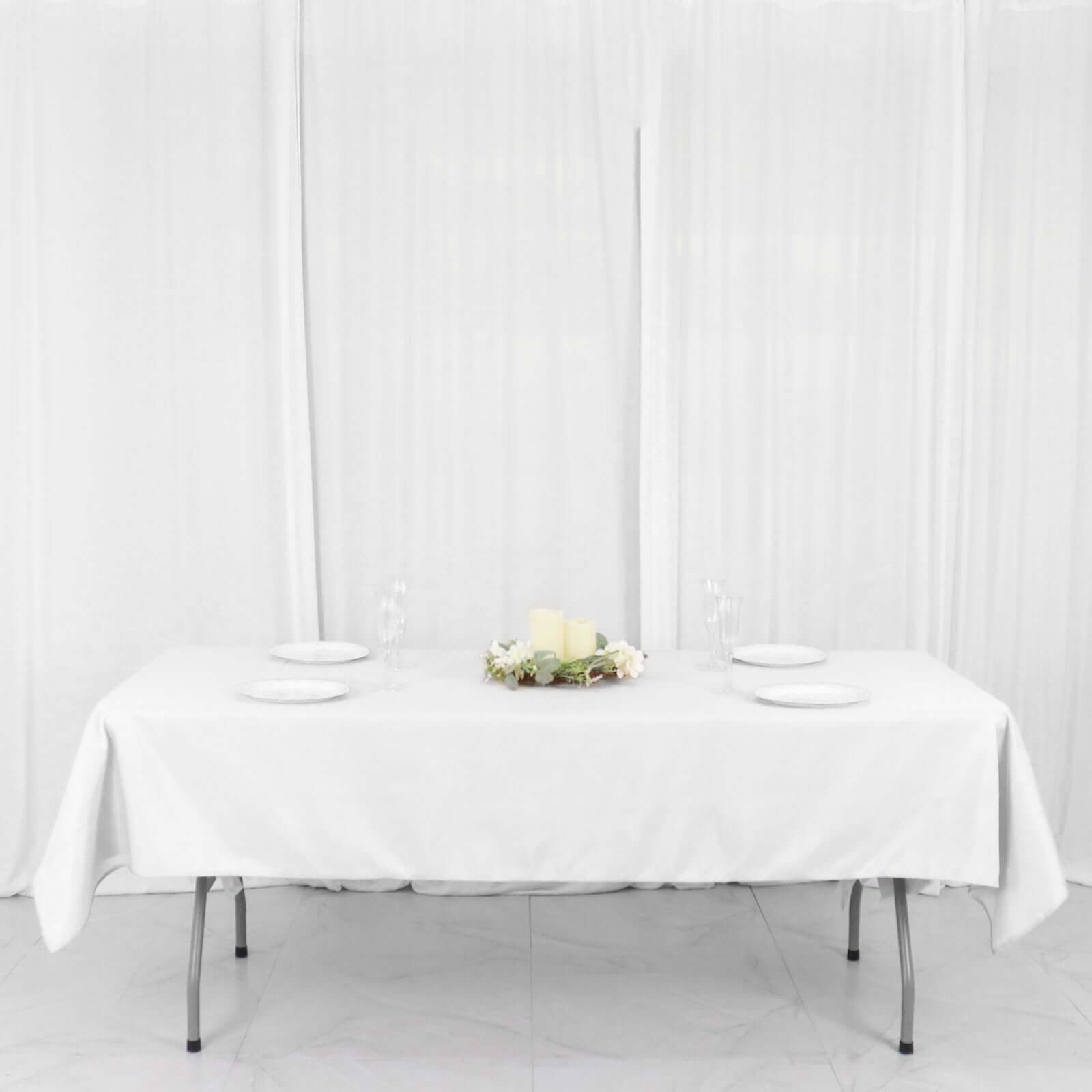 Polyester 54"x96" Rectangle Tablecloth White - Wrinkle - Resistant & Easy - to - Care Table Cover for Weddings & Events - Linen Luxes