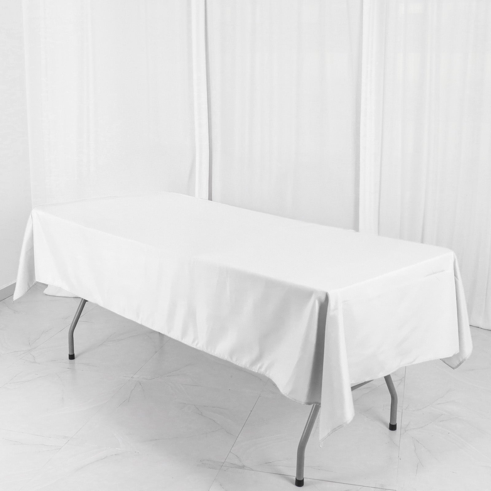 Polyester 54"x96" Rectangle Tablecloth White - Wrinkle - Resistant & Easy - to - Care Table Cover for Weddings & Events - Linen Luxes