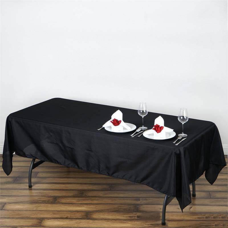 Polyester 60"x102" Rectangle Tablecloth Black - Durable and Stylish for Table Cover Special Events - Linen Luxes