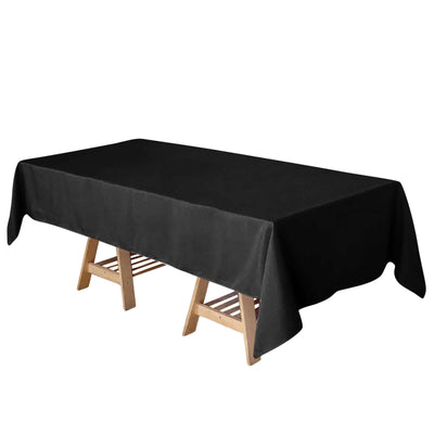 Polyester 60"x102" Rectangle Tablecloth Black - Durable and Stylish for Table Cover Special Events - Linen Luxes