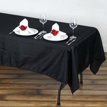 Polyester 60"x102" Rectangle Tablecloth Black - Durable and Stylish for Table Cover Special Events - Linen Luxes