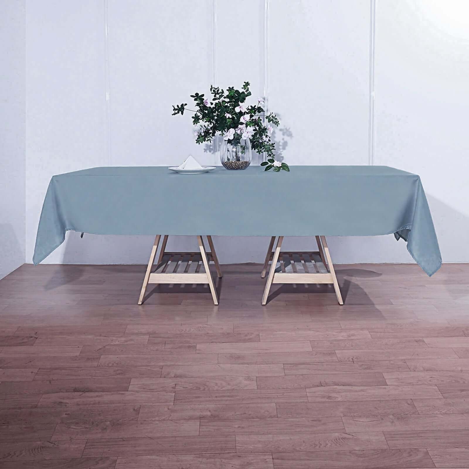 Polyester 60"x102" Rectangle Tablecloth Dusty Blue - Durable and Stylish Table Cover - Linen Luxes