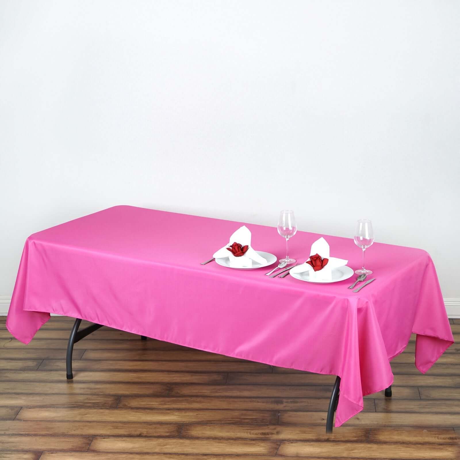 Polyester 60"x102" Rectangle Tablecloth Fuchsia - Durable and Stylish Table Cover - Linen Luxes