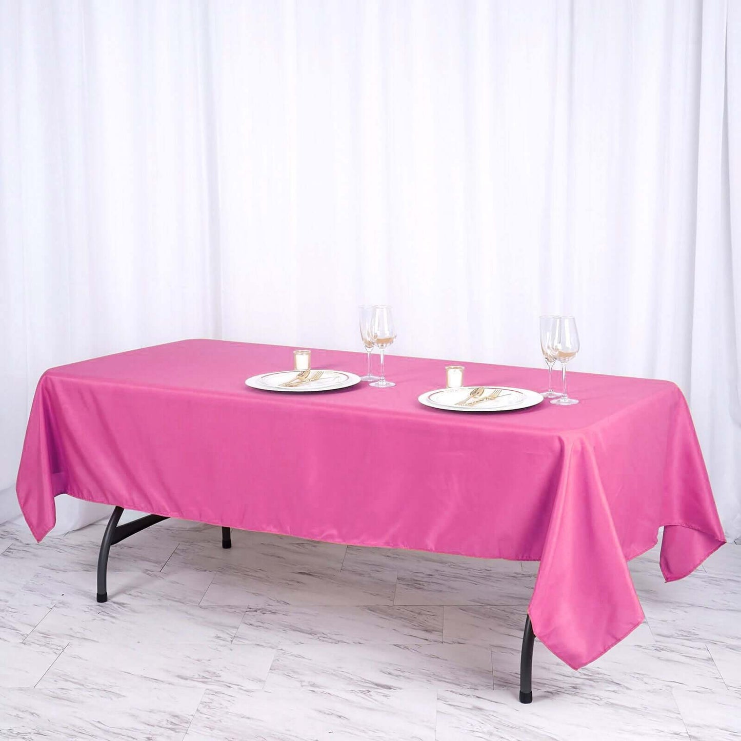 Polyester 60"x102" Rectangle Tablecloth Fuchsia - Durable and Stylish Table Cover - Linen Luxes