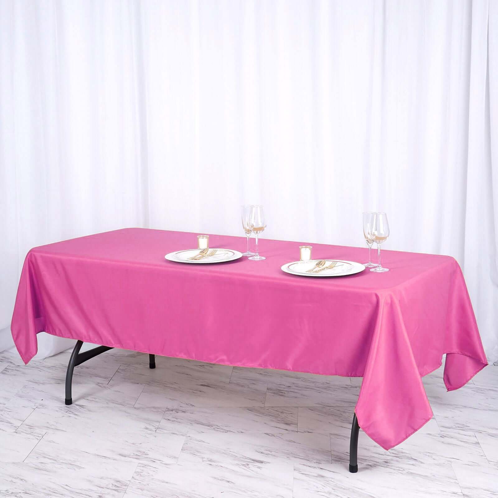 Polyester 60"x102" Rectangle Tablecloth Fuchsia - Durable and Stylish Table Cover - Linen Luxes