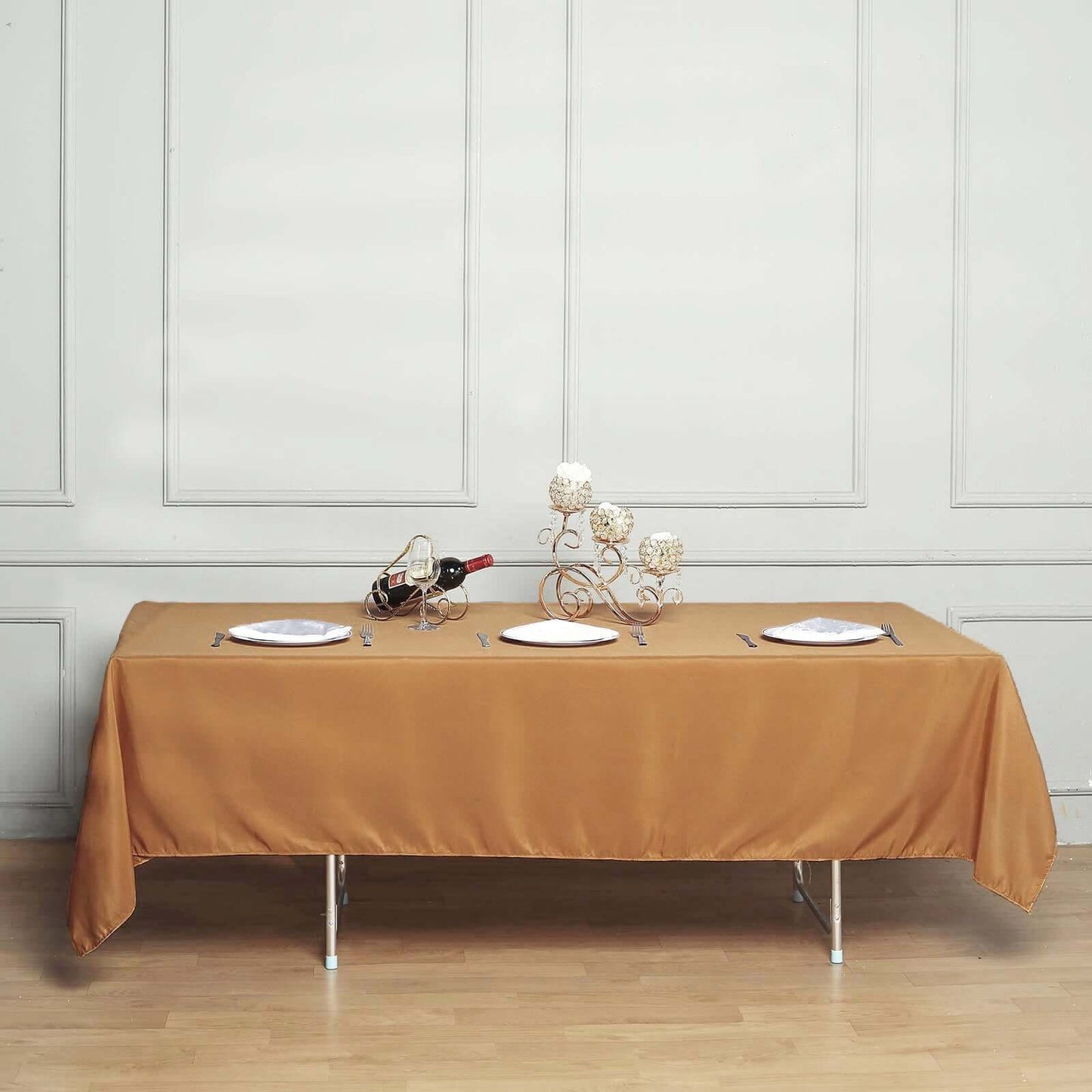 Polyester 60"x102" Rectangle Tablecloth Gold - Durable and Stylish Table Cover for Special Events - Linen Luxes