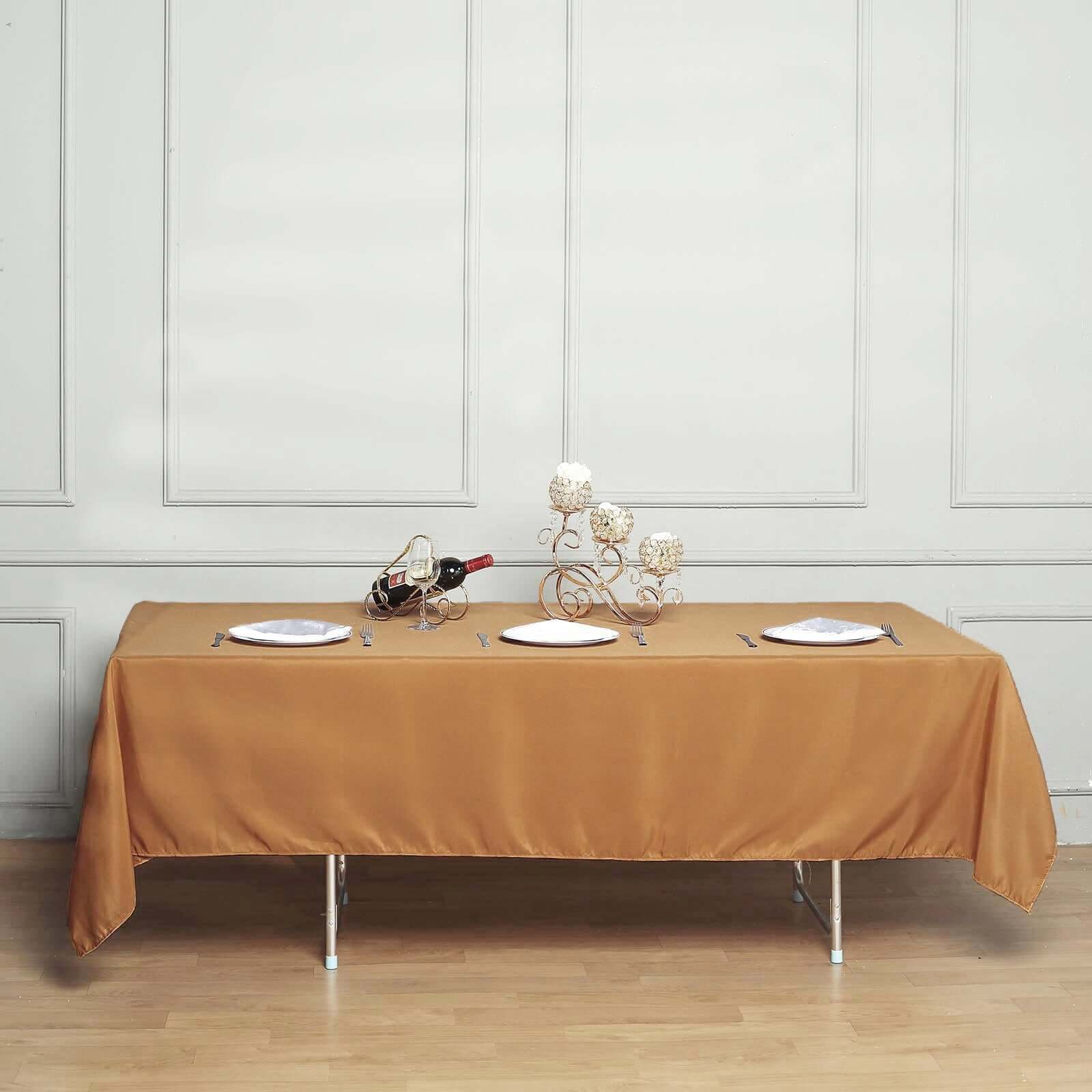 Polyester 60"x102" Rectangle Tablecloth Gold - Durable and Stylish Table Cover for Special Events - Linen Luxes