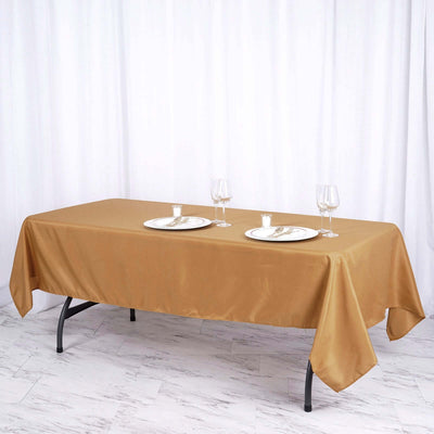 Polyester 60"x102" Rectangle Tablecloth Gold - Durable and Stylish Table Cover for Special Events - Linen Luxes
