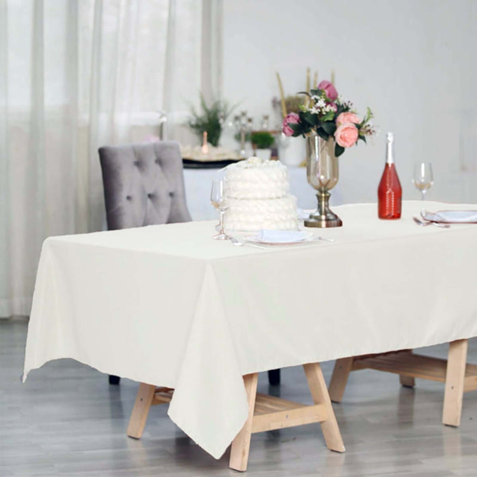 Polyester 60"x102" Rectangle Tablecloth Ivory - Durable and Stylish Table Cover - Linen Luxes