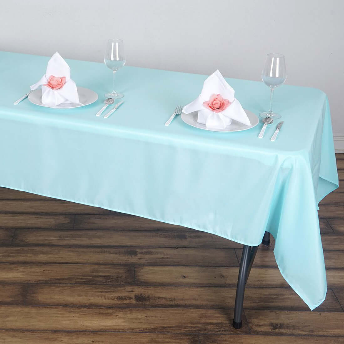 Polyester 60"x102" Rectangle Tablecloth Light Blue - Durable and Stylish Table Cover - Linen Luxes