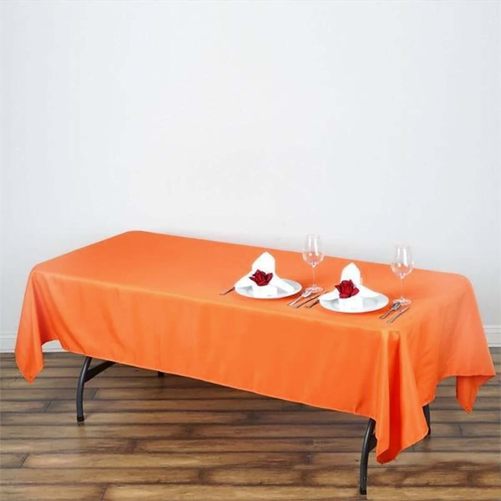 Polyester 60"x102" Rectangle Tablecloth Orange - Durable and Stylish Table Cover - Linen Luxes