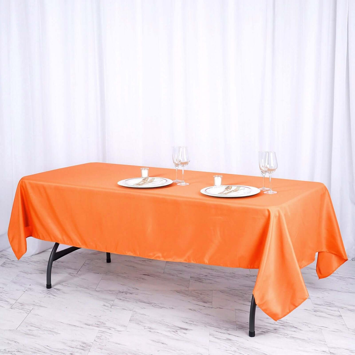 Polyester 60"x102" Rectangle Tablecloth Orange - Durable and Stylish Table Cover - Linen Luxes