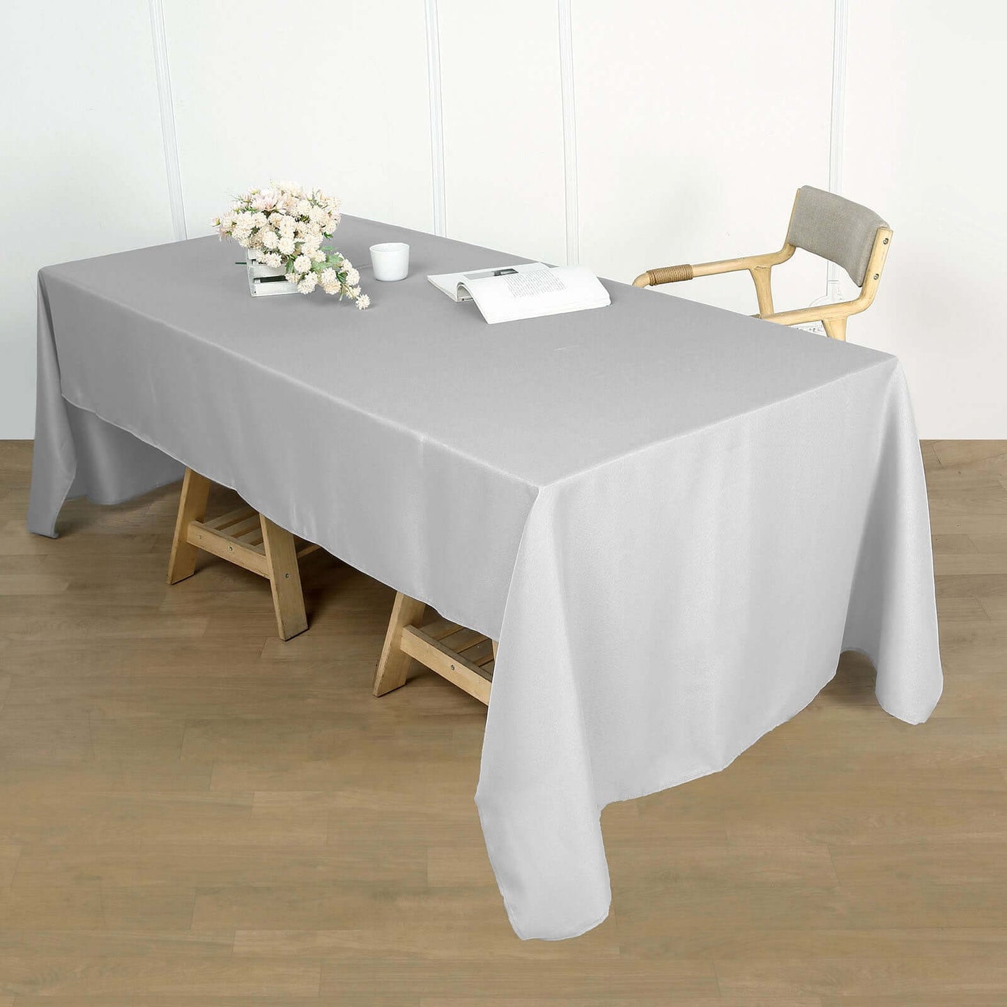 Polyester 60"x102" Rectangle Tablecloth Silver - Durable and Stylish Table Cover - Linen Luxes