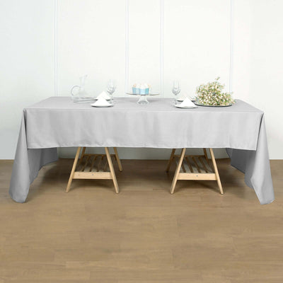 Polyester 60"x102" Rectangle Tablecloth Silver - Durable and Stylish Table Cover - Linen Luxes