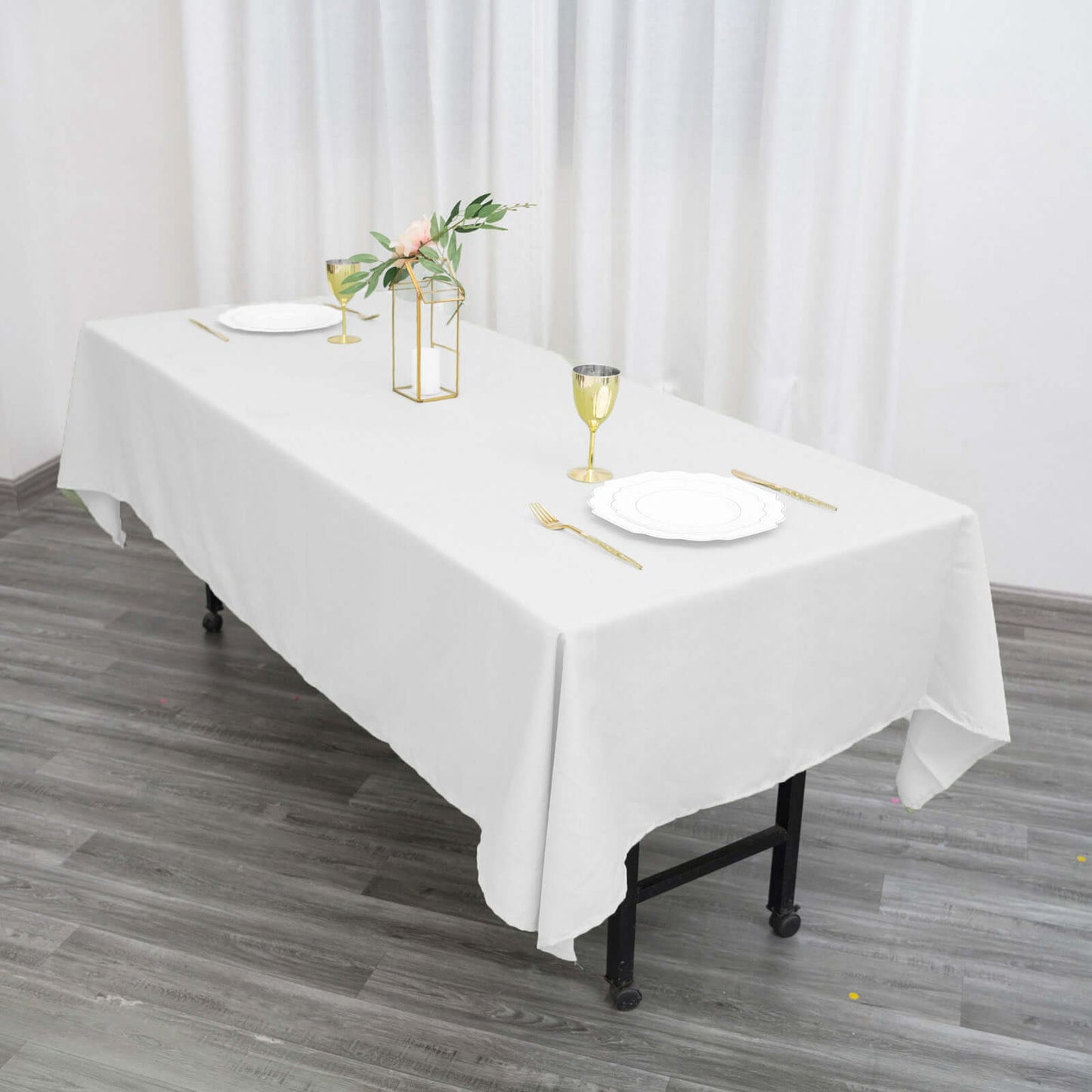 Polyester 60"x102" Rectangle Tablecloth White - Durable and Stylish Table Cover for Special Events - Linen Luxes