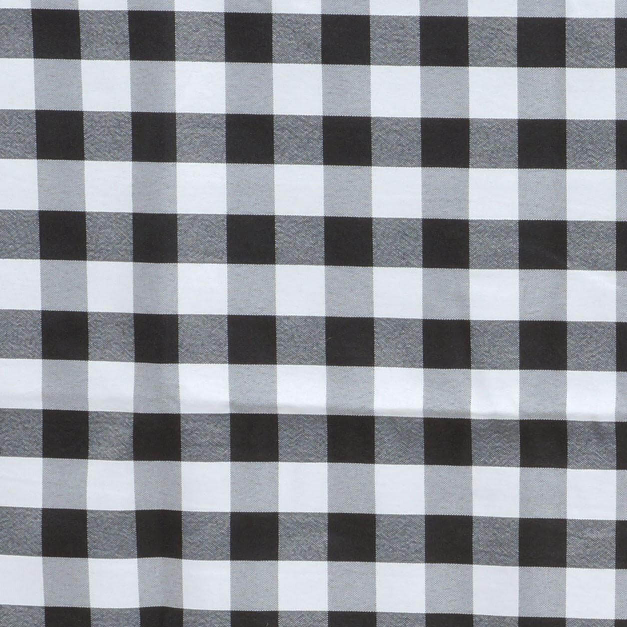 Polyester 60"x102" Rectangle Tablecloth White/Black - Checkered Buffalo Plaid Design for Everyday Use - Linen Luxes