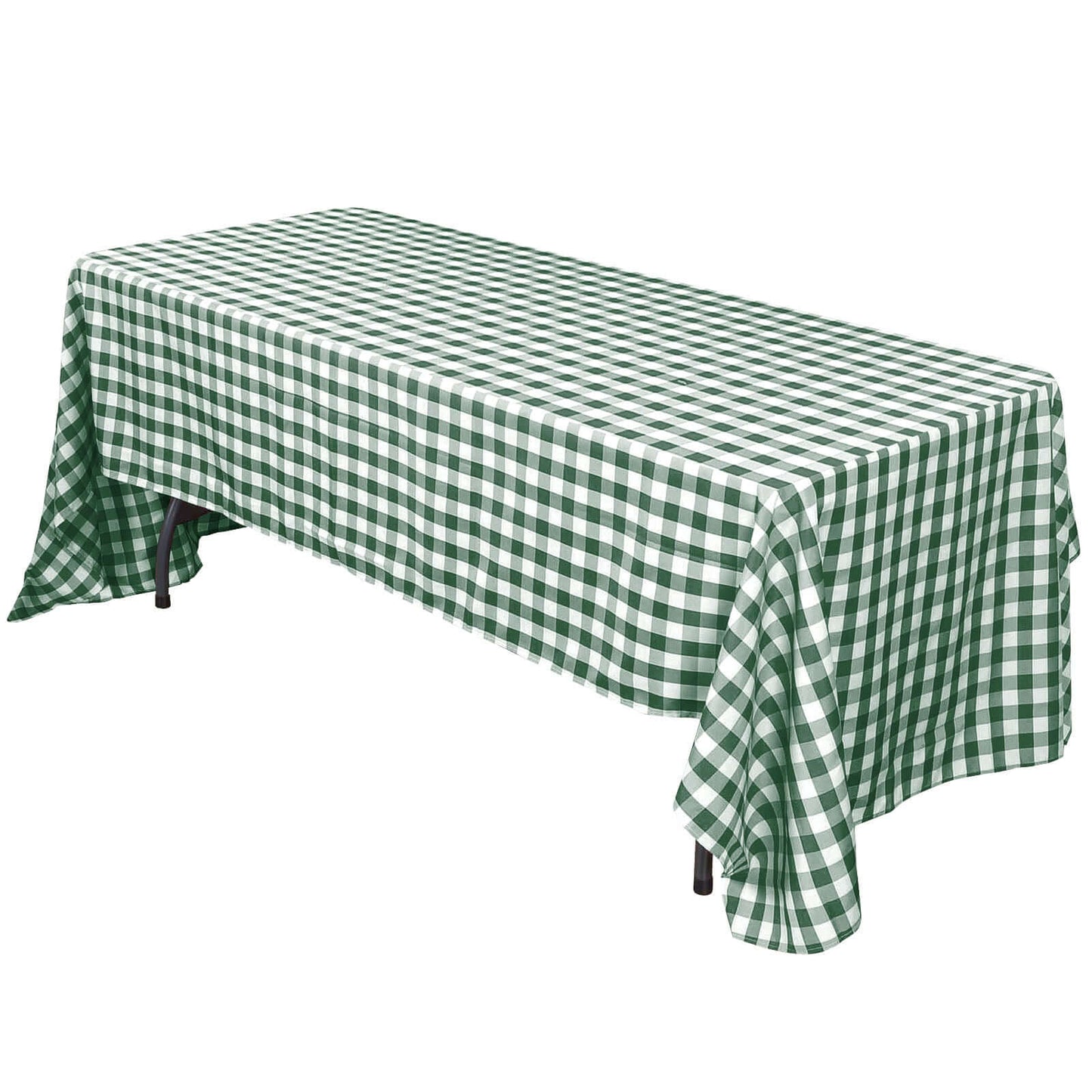 Polyester 60"x102" Rectangle Tablecloth White/Green - Checkered Buffalo Plaid Table Cover - Linen Luxes