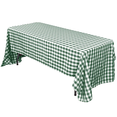 Polyester 60"x102" Rectangle Tablecloth White/Green - Checkered Buffalo Plaid Table Cover - Linen Luxes