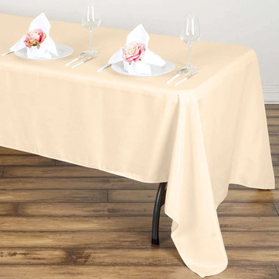 Polyester 60"x126" Rectangle Tablecloth Beige - Wrinkle - Resistant Table Cover - Linen Luxes