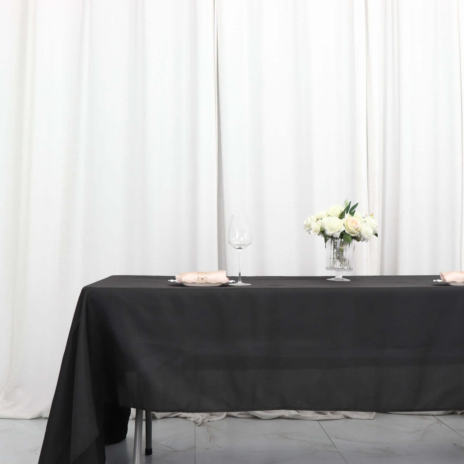 Polyester 60"x126" Rectangle Tablecloth Black - Wrinkle - Resistant Table Cover for Weddings & Parties - Linen Luxes