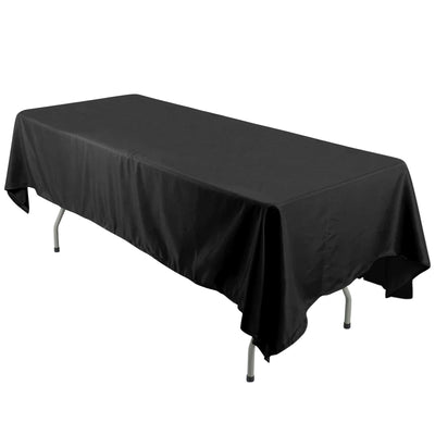 Polyester 60"x126" Rectangle Tablecloth Black - Wrinkle - Resistant Table Cover for Weddings & Parties - Linen Luxes