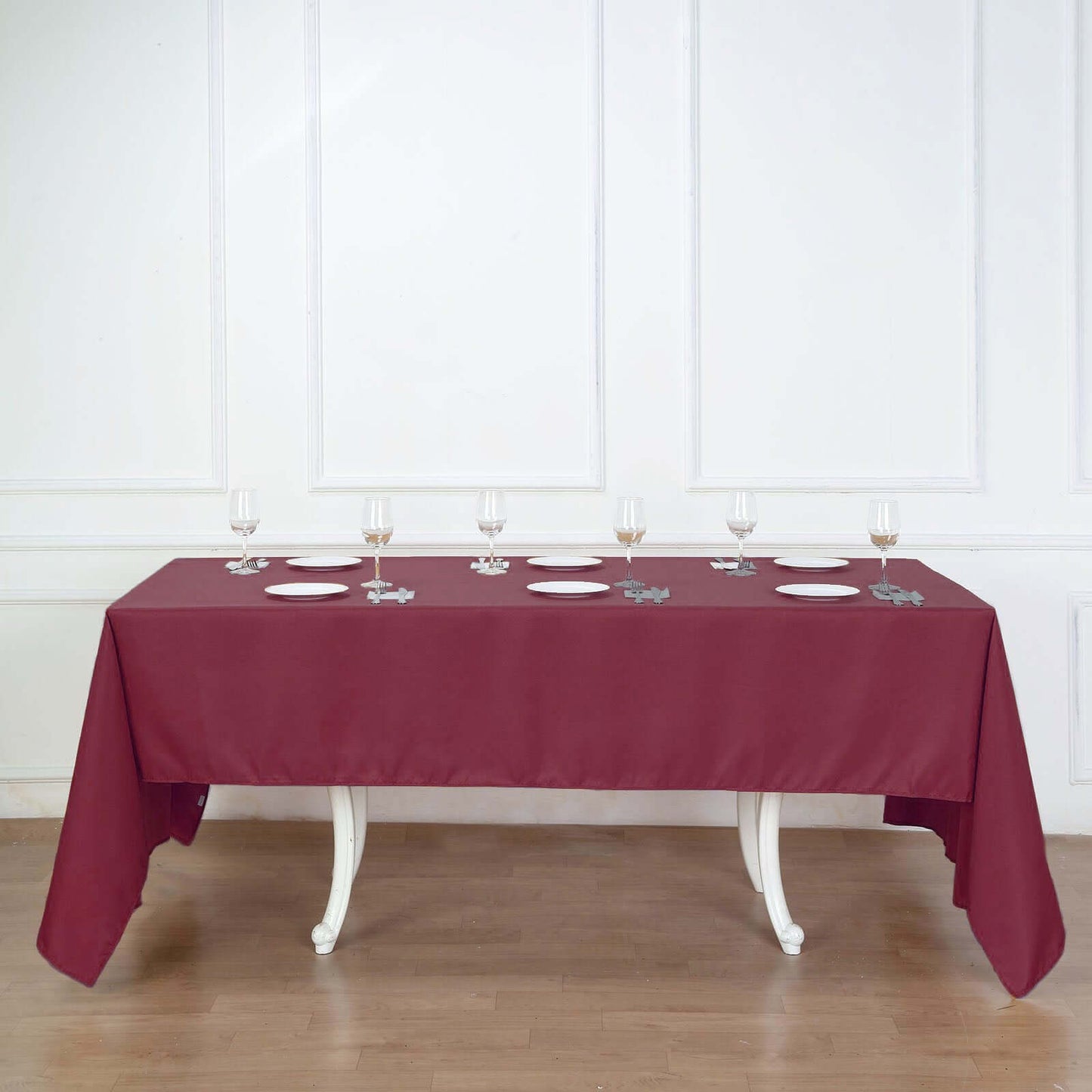 Polyester 60"x126" Rectangle Tablecloth Burgundy - Wrinkle - Resistant Table Cover - Linen Luxes