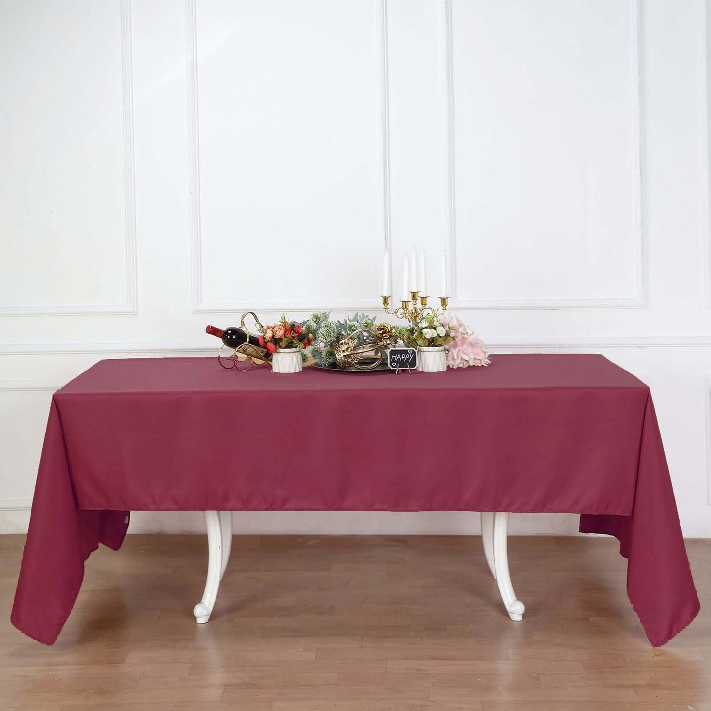 Polyester 60"x126" Rectangle Tablecloth Burgundy - Wrinkle - Resistant Table Cover - Linen Luxes