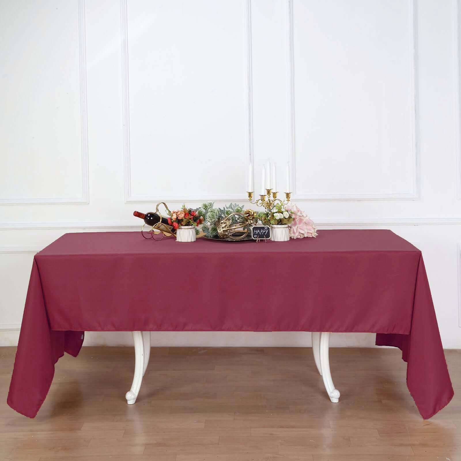 Polyester 60"x126" Rectangle Tablecloth Burgundy - Wrinkle - Resistant Table Cover - Linen Luxes